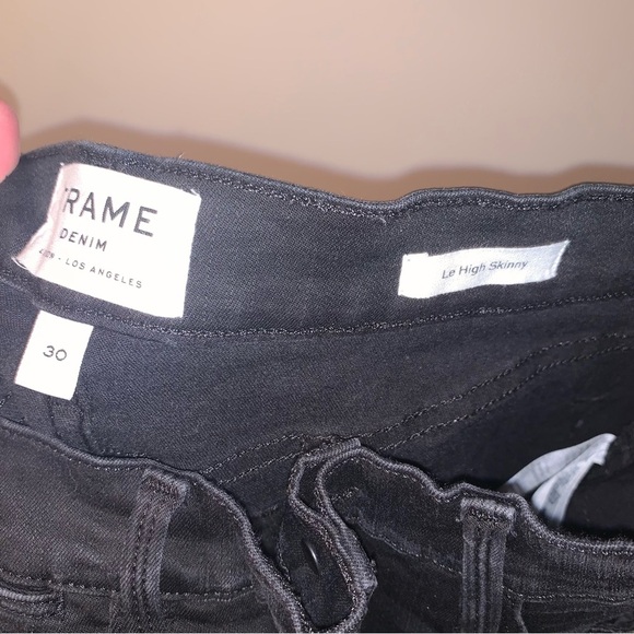 Frame Le High Skinny Black High Rise Jeans Ankle 30 - Picture 4 of 8